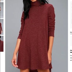 Lulus | Cozy Express Heather Dress | Burgandy